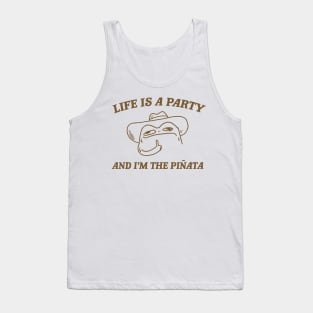 Life is a party and i'm the pinata, Funny Frog T-shirt, Meme Shirt, Cowboy Frog Tank Top